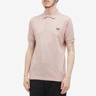 Fred Perry Men's Plain Polo Shirt in Dusty Rose Pink/Black