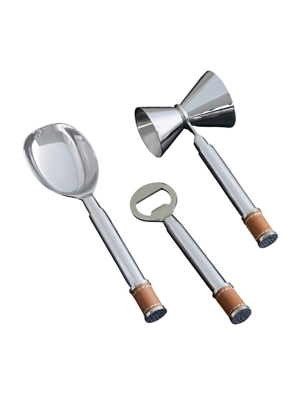 Photo: Ralph Lauren Home - Wyatt Leather-Trimmed Silver-Tone Bar Tool Set