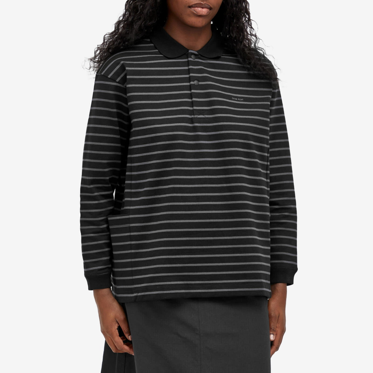 SNOWPEAK■Cotton Stripe Polo T-shirt■送料込 Snow Peak Women's Cotton Border Long Sleeve Polo Top in
