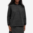Snow Peak Women's Cotton Border Long Sleeve Polo Top in Blackgrey
