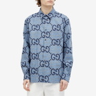 Gucci Men's Jumbo GG Check Shirt in Azure/Blue
