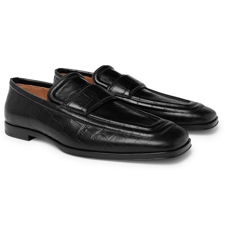 Photo: BOTTEGA VENETA - Croc-Effect Leather Loafers - Black