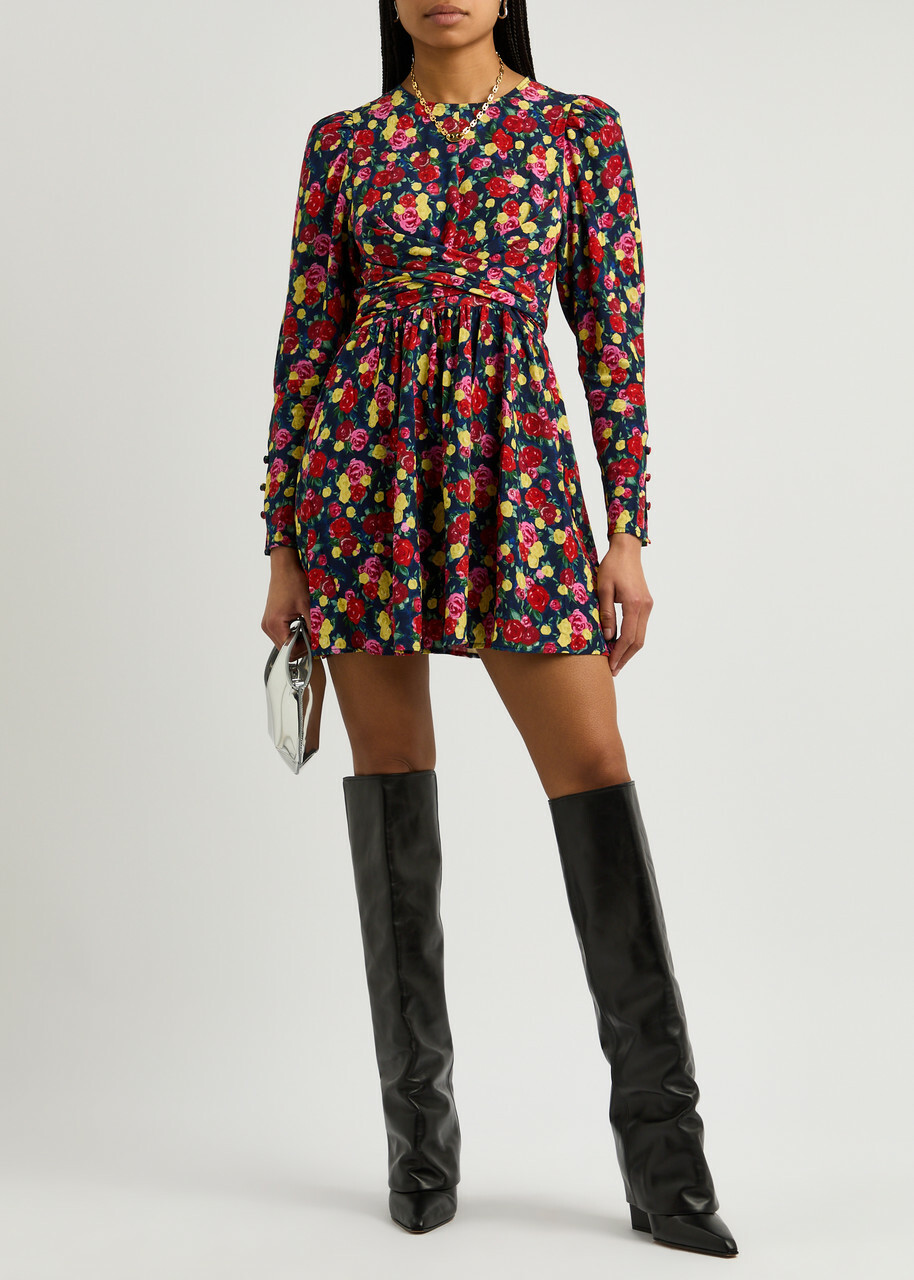 Kitri Jeanetta Floral-print Mini Dress Red