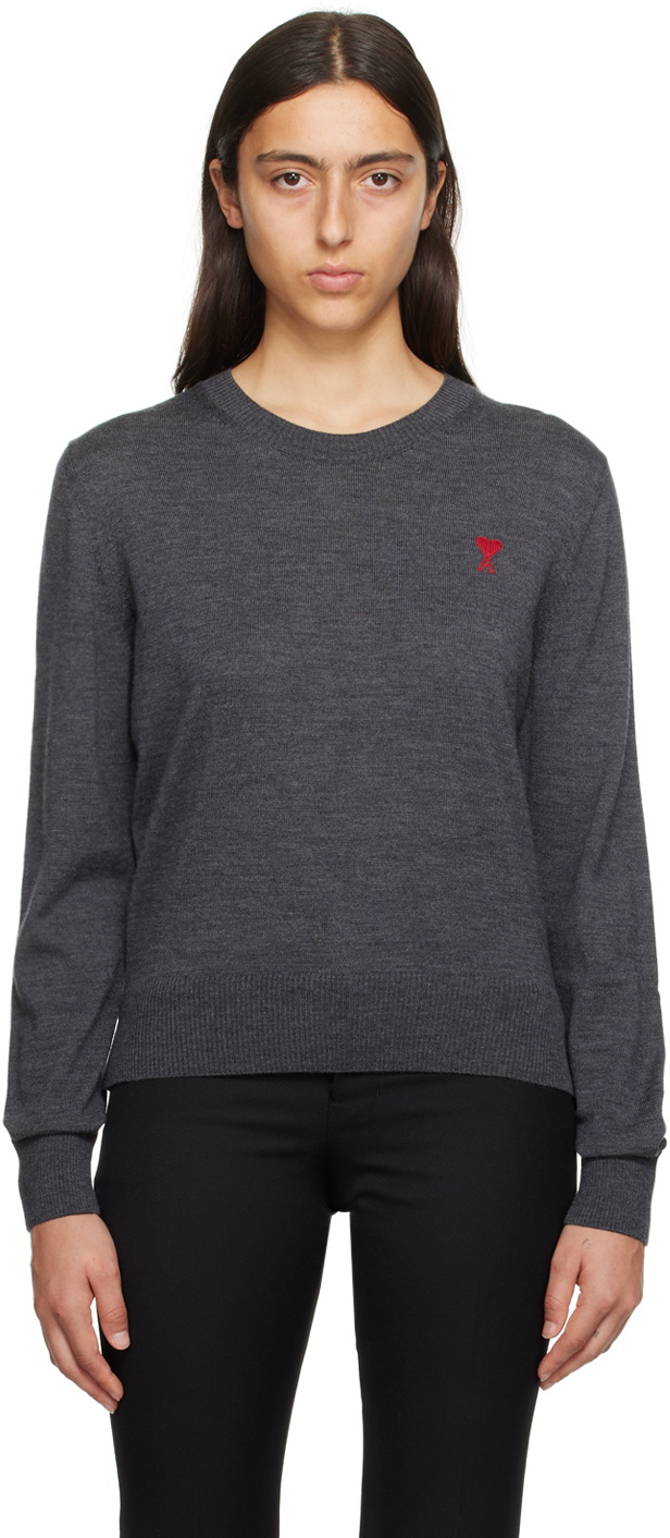 AMI Alexandre Mattiussi Gray Ami de Cœur Sweater