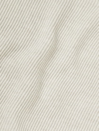 Brunello Cucinelli - Ribbed Cotton Zip-Up Sweater - Neutrals