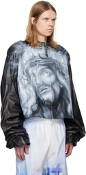 Gerrit Jacob Black Printed Moto Jacket
