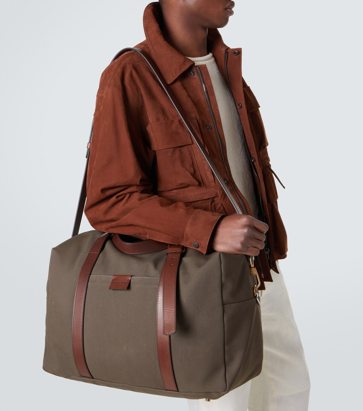Giorgio Armani Leather-trimmed canvas duffel bag