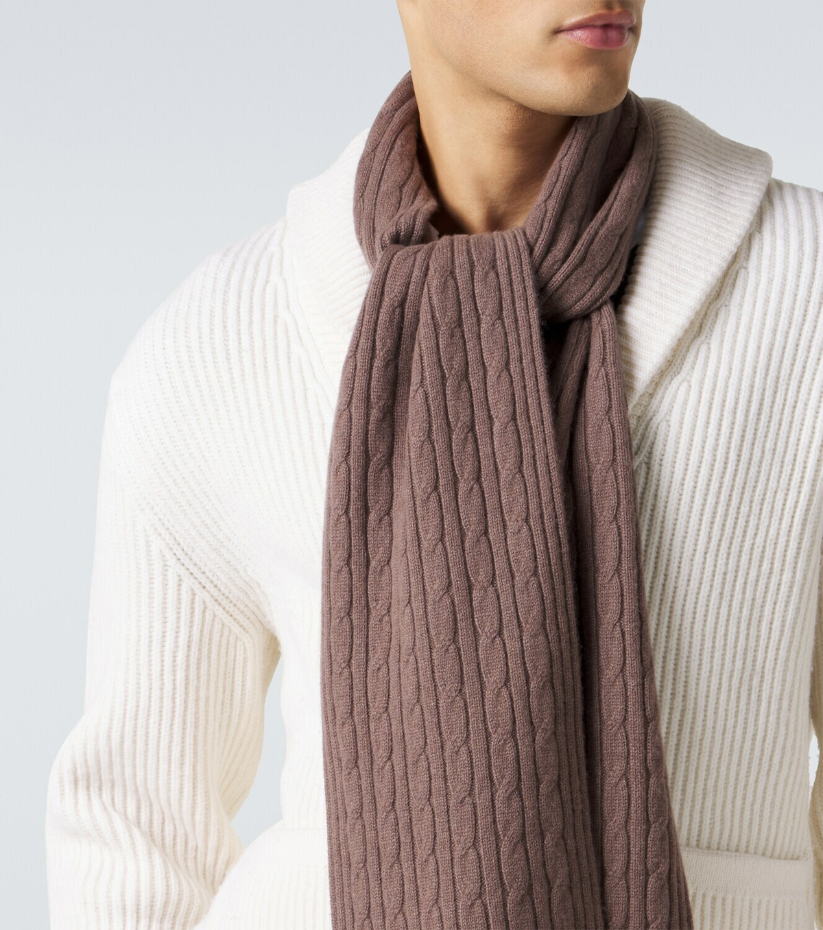 Eleventy Cable-knit cashmere scarf