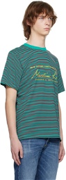 Martine Rose Burgundy & Green Striped T-Shirt