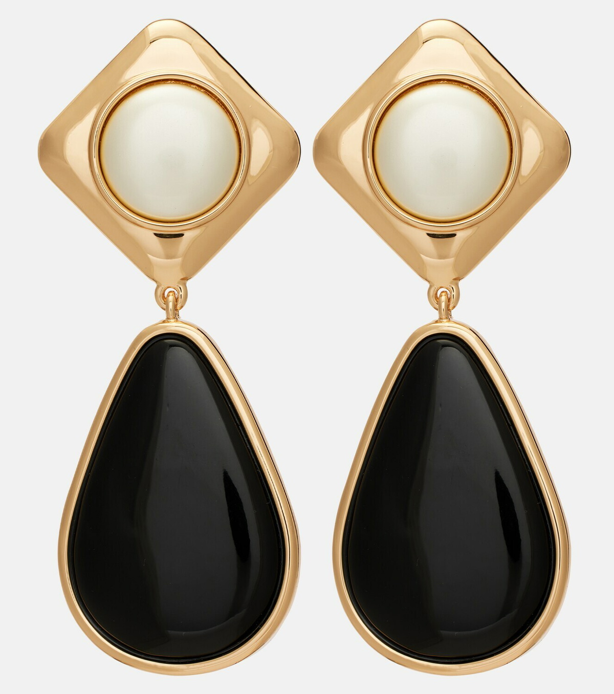 Self-Portrait Gold-plated drop earrings