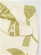 YMC - Z Straight-Leg Printed Cotton-Canvas Drawstring Shorts - Neutrals