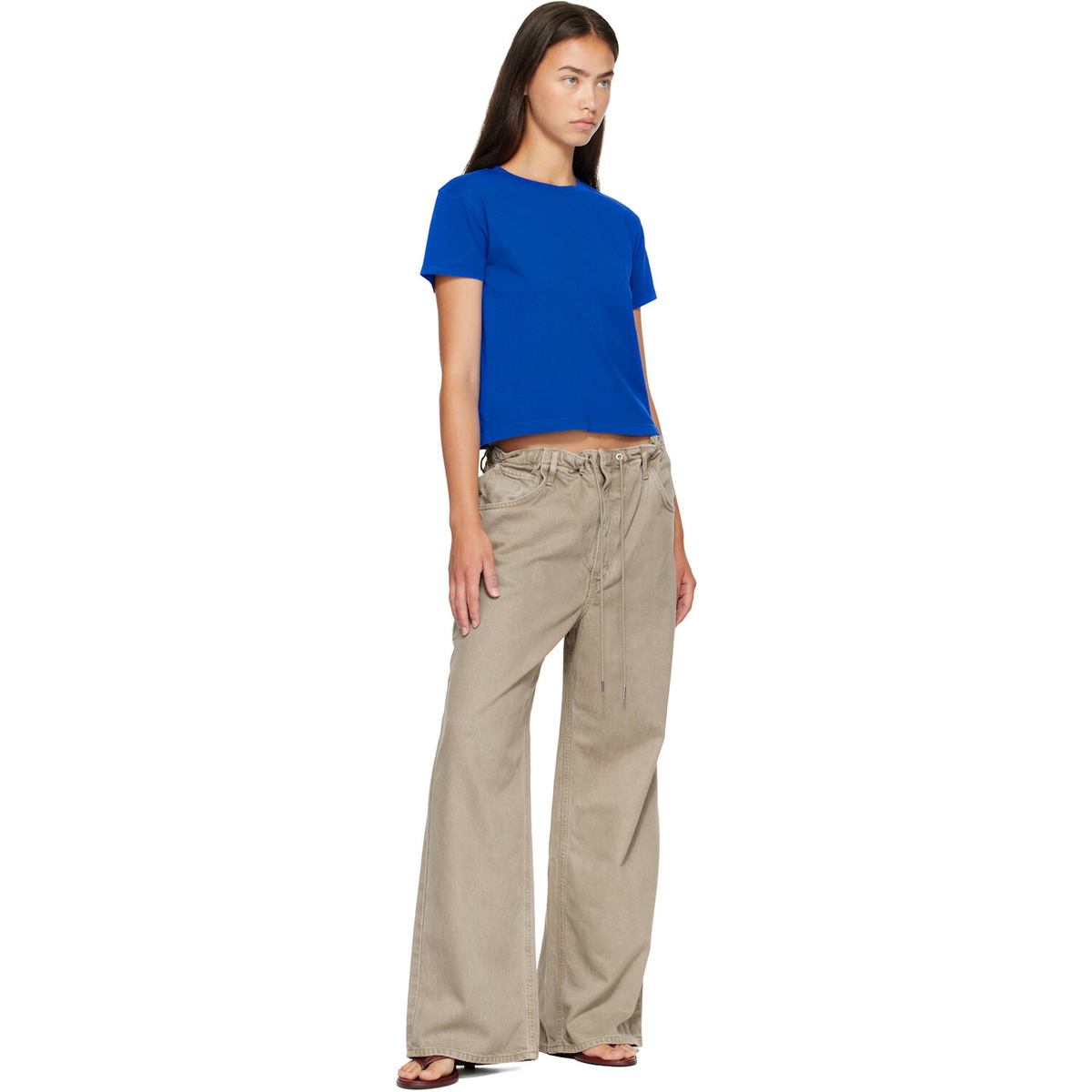 AGOLDE Blue Adine Shrunken T-shirt