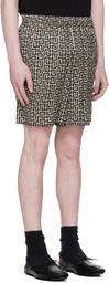 BALMAIN Black & White Monogram Pyjama Shorts