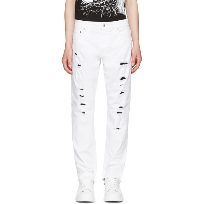 Photo: Alexander McQueen White Distressed Jeans 