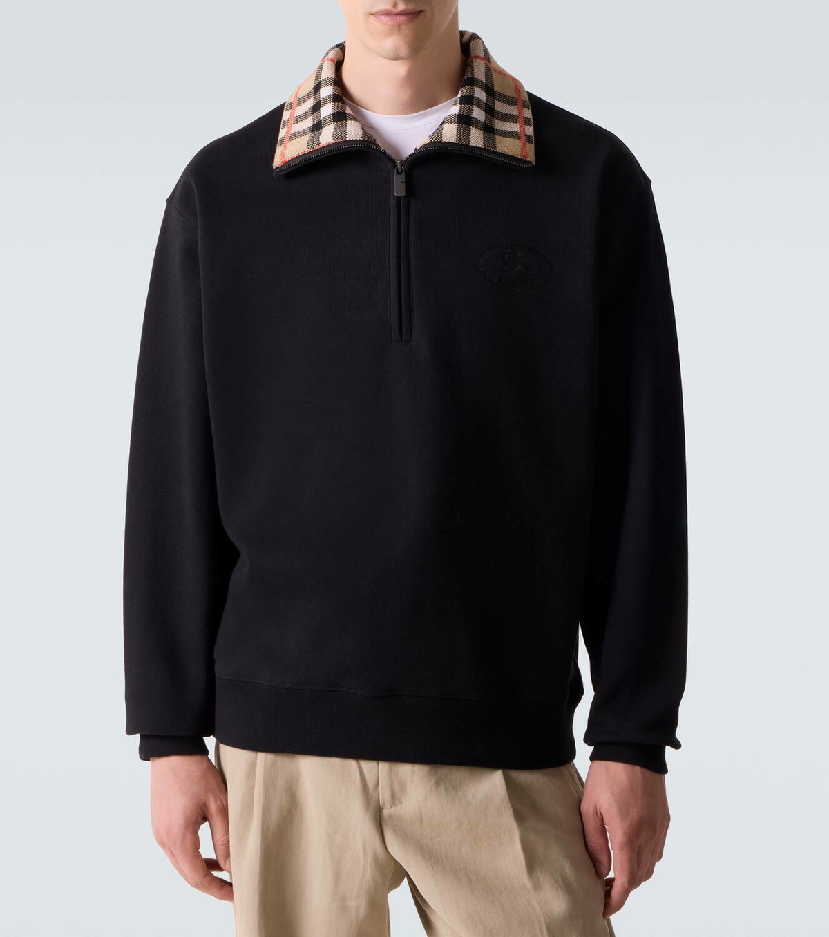 Burberry Burberry Check cotton jersey half-zip sweatshirt