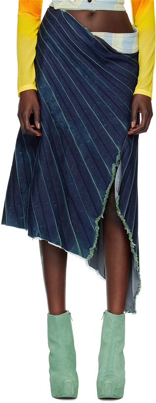 Photo: Masha Popova Blue Pleated Midi Skirt