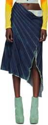 Masha Popova Blue Pleated Midi Skirt