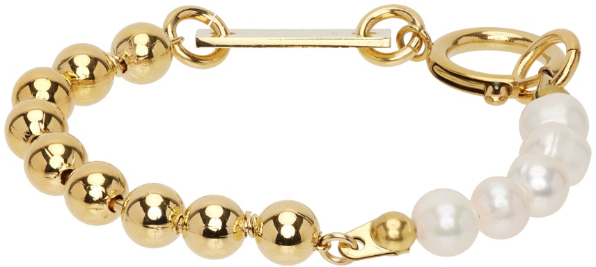 Photo: IN GOLD WE TRUST PARIS Gold Ball Chain & Pearl Bracelet