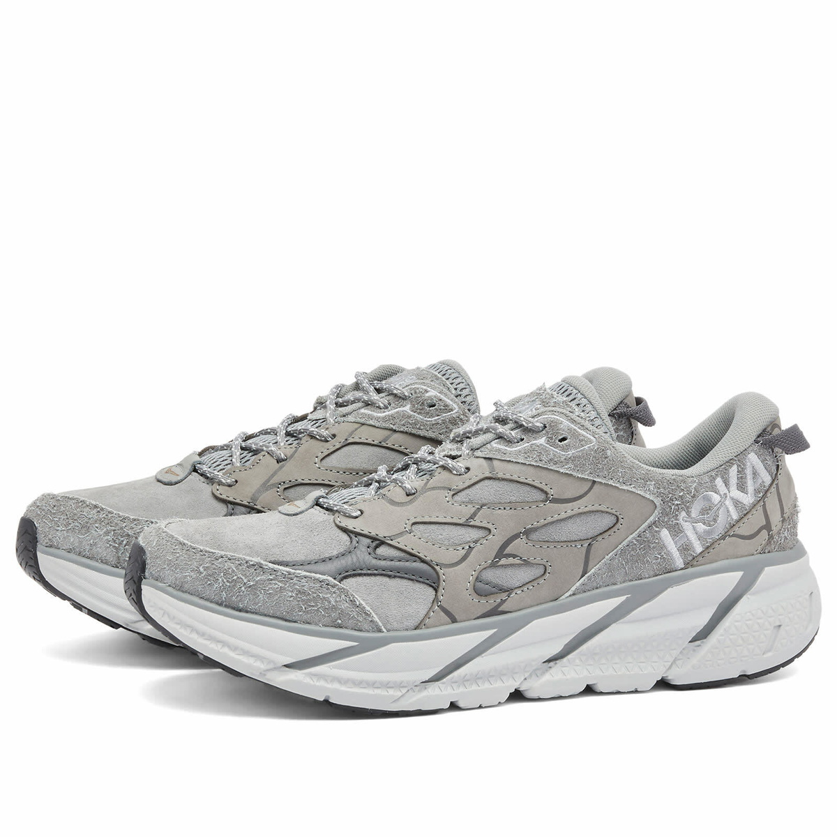 HOKA ONE ONE U Clifton L Suede TP in Galactic Grey/Satellite Grey