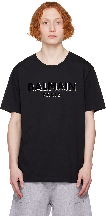 Photo: Balmain Black Textured T-Shirt
