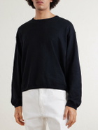 mfpen - Companion Cropped Cotton and Linen-Blend Sweater - Black