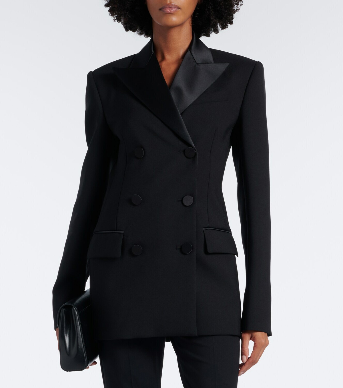 Sportmax Double-breasted virgin wool tuxedo jacket