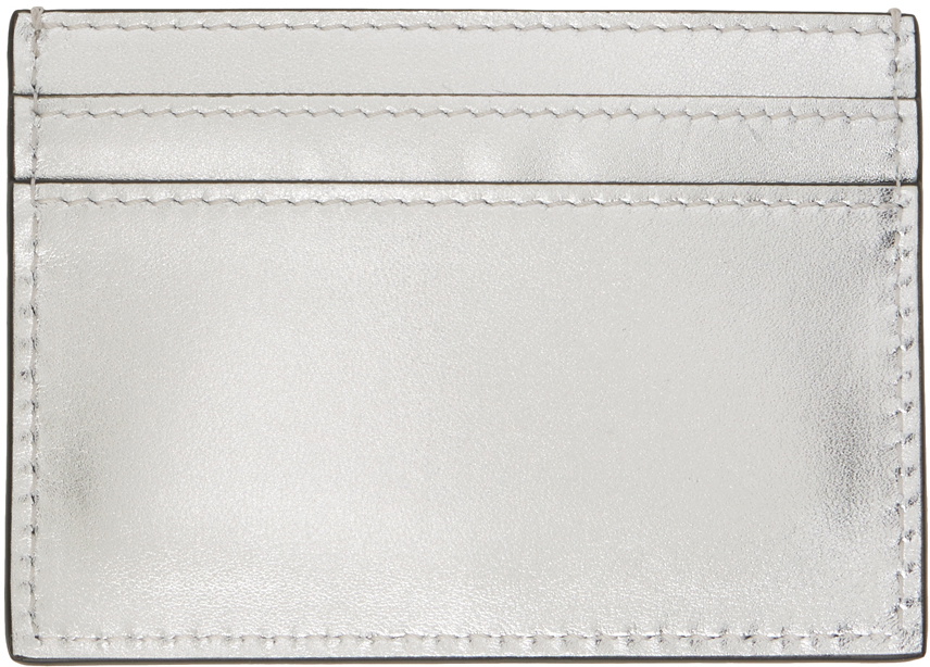 Moschino Silver Lettering Logo Foiled Card Holder