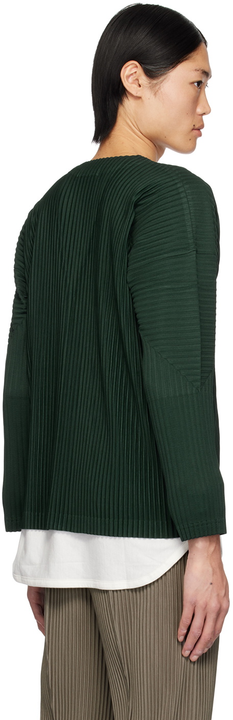 HOMME PLISSÉ ISSEY MIYAKE Green V-Neck Cardigan Homme Plisse Issey