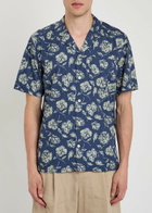 Forét Floral-print Cotton Shirt Navy