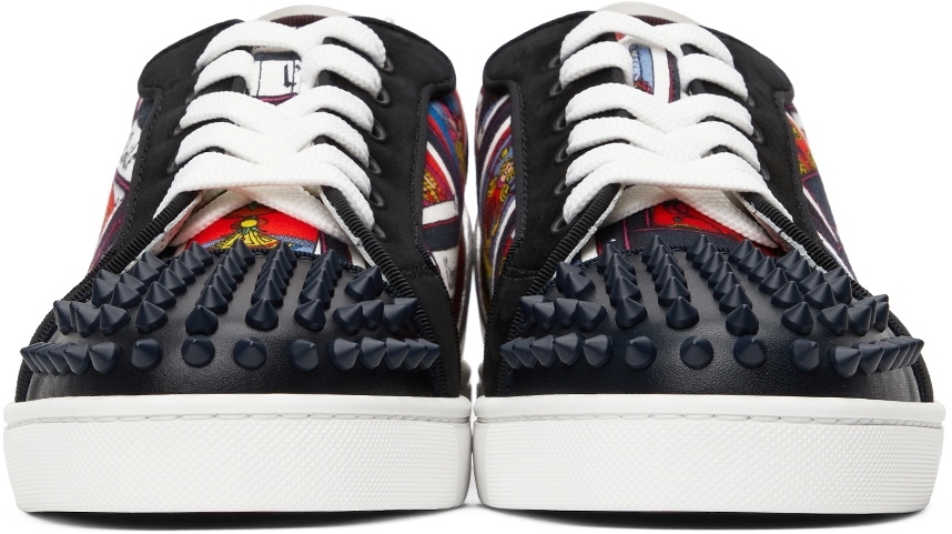 Christian Louboutin - Louis Junior Spike-embellished Cotton Trainers - Mens - Navy Grey