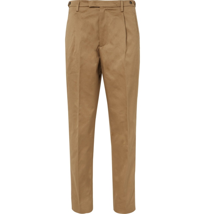 Photo: Barena - Navy Masco Tapered Pleated Cotton-Twill Trousers - Neutrals