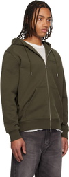 Givenchy Khaki Zipped Fleece Hoodie