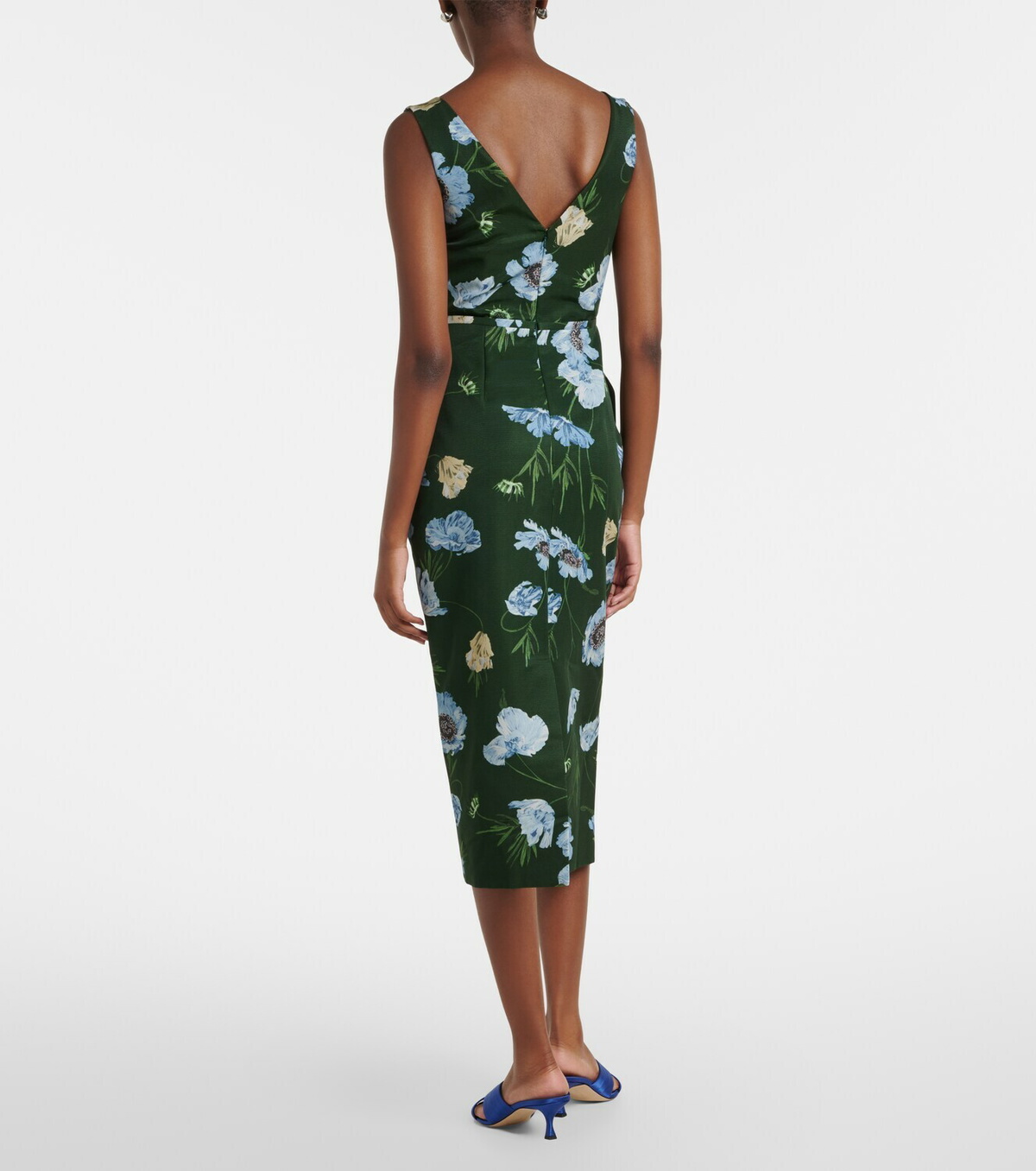 Erdem Floral cotton-blend faille midi dress