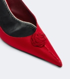 Magda Butrym Floral-appliqué satin slingback pumps