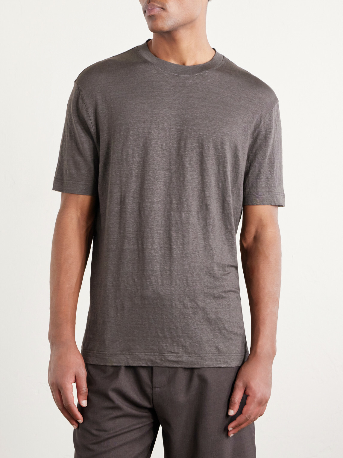 Thom Sweeney - Linen-Blend T-Shirt - Brown