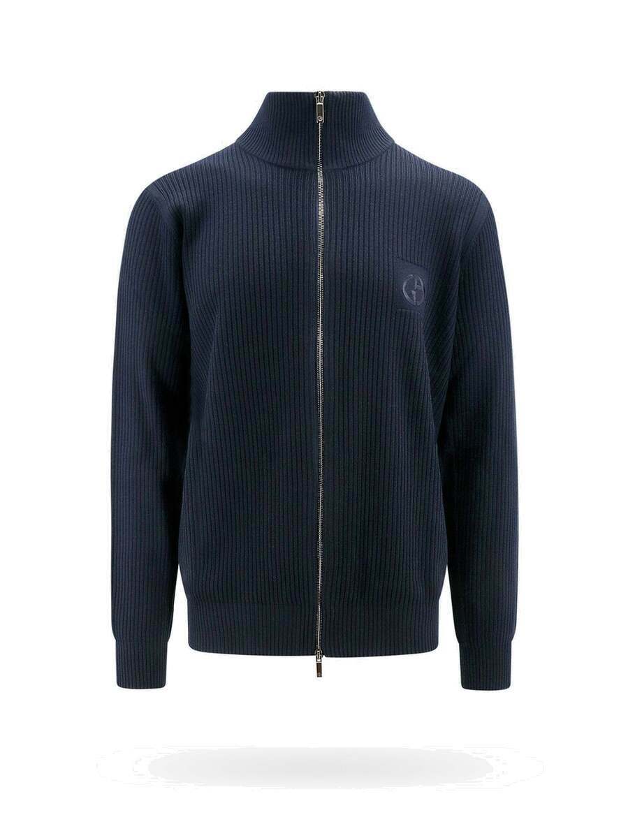 GIORGIO ARMANI★Embroidered fleece turtleneck Sweatshirt GIORGIO ARMANI Embroidered cotton-blend fleece turtleneck
