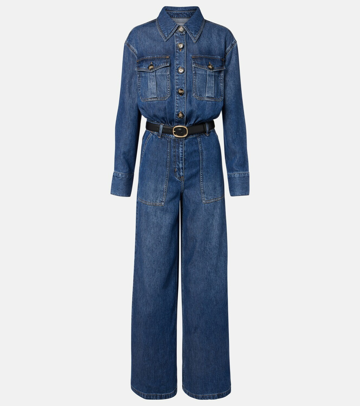 Self-Portrait Belted denim jumpsuit