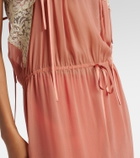 Saint Laurent Lace-trimmed silk crêpe muslin maxi dress