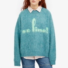 Martine Rose Women's Mohair V-neck Knit Jumper in Blue Teal