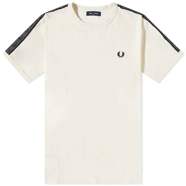 Photo: Fred Perry Authentic Men's Taped Ringer T-Shirt in Ecru/Gun Metal