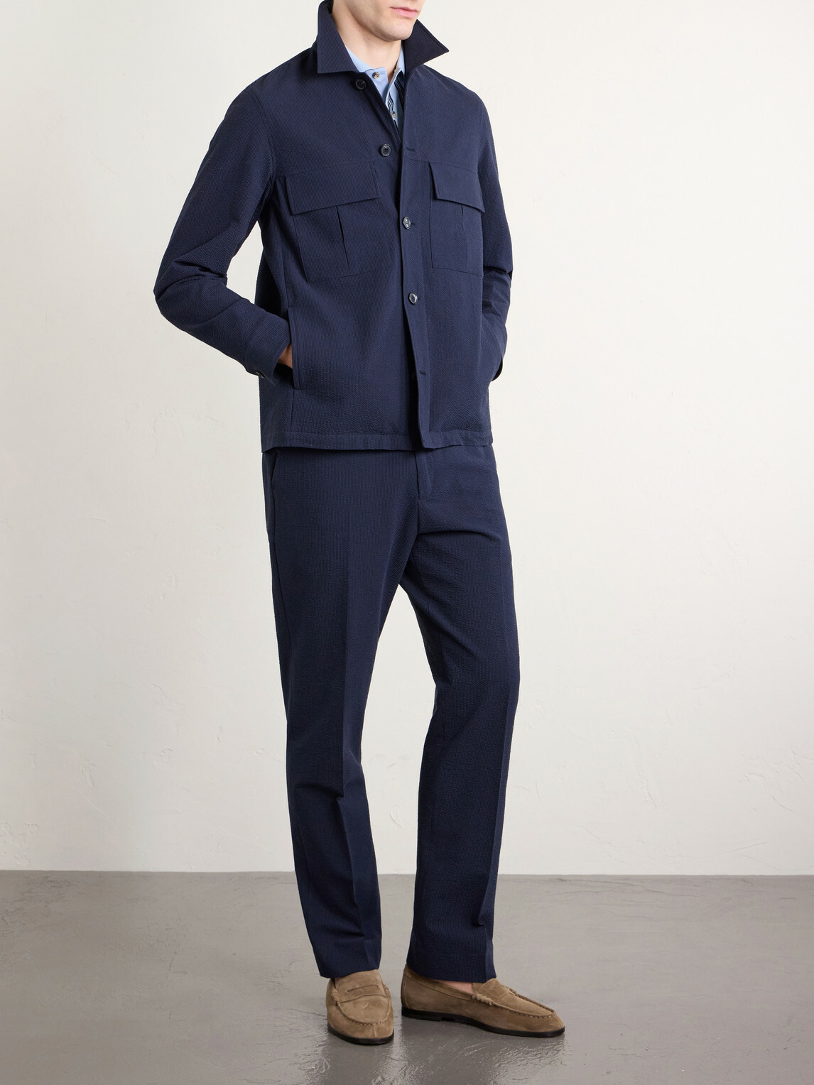 Paul Smith - Cotton-Blend Seersucker Overshirt - Blue