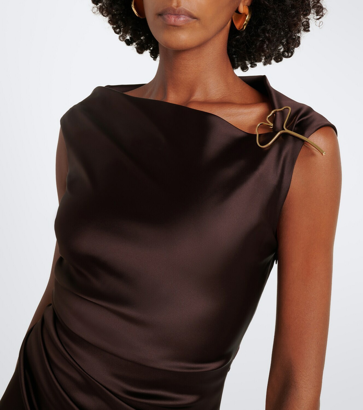 Max Mara Ruched embellished satin cocktail dress