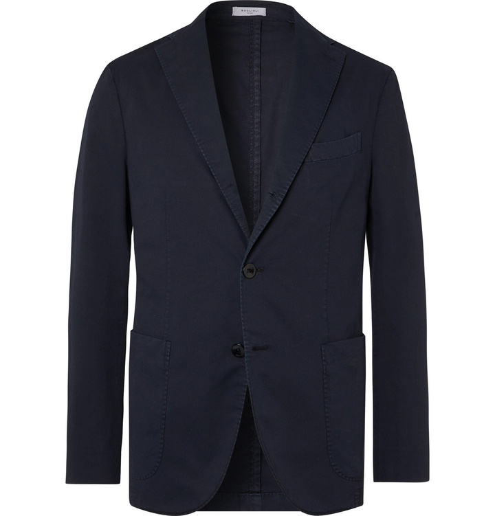 Photo: Boglioli - Navy K-Jacket Slim-Fit Unstructured Stretch-Cotton Twill Suit Jacket - Blue