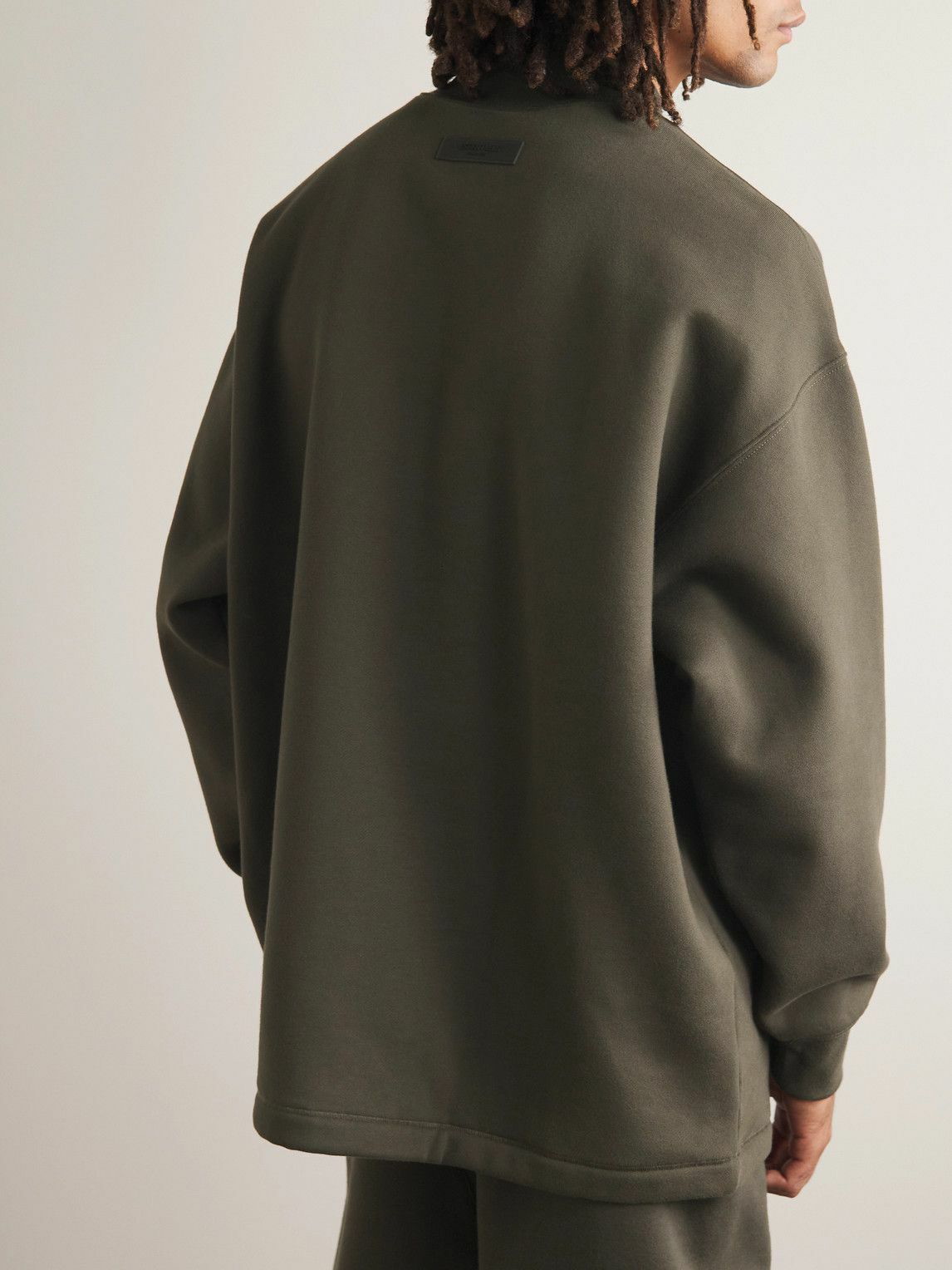 Essentials Logo-Appliquéd Cotton-Blend Jersey Mock-Neck Sweatshirt -  ShopStyle
