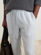 James Perse - Straight-Leg Garment-Dyed Linen Drawstring Trousers - Blue
