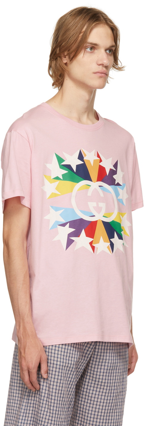 Gucci Rainbow Star-print Cotton-jersey T-shirt in Pink for Men