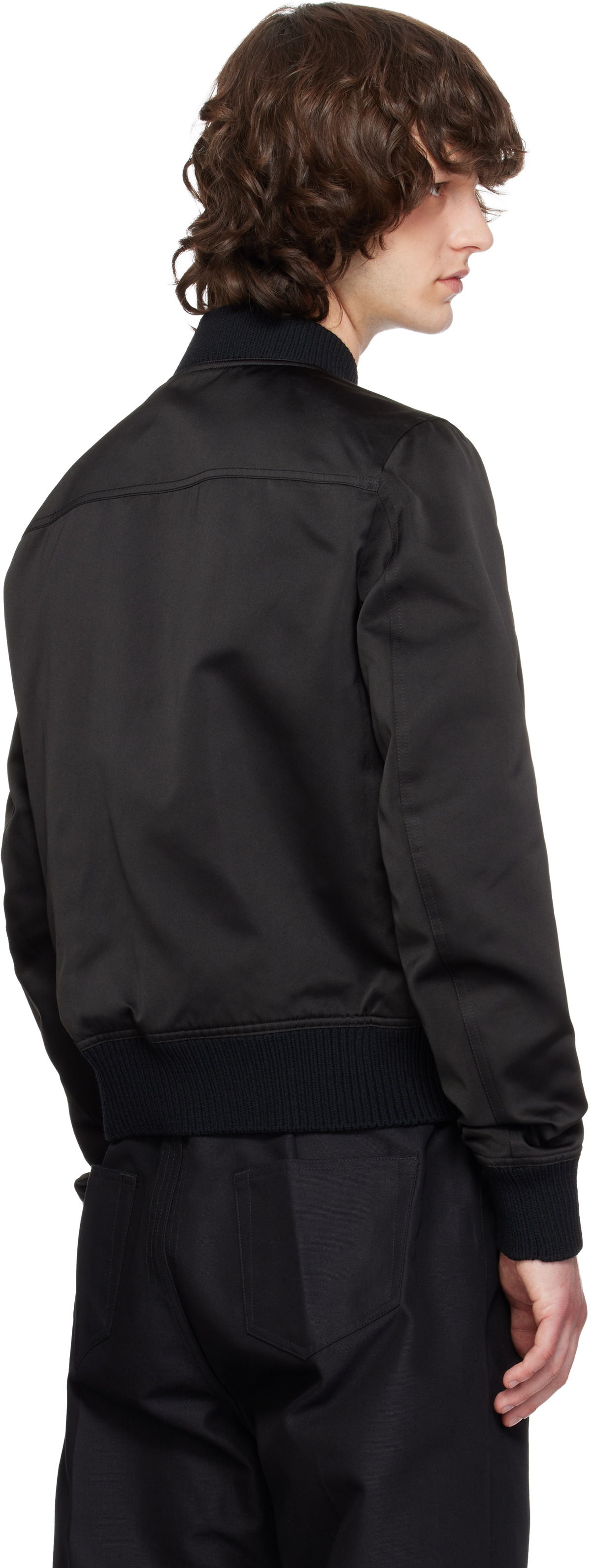 Rick Owens Black Temple Heizer Flight Bomber Jacket