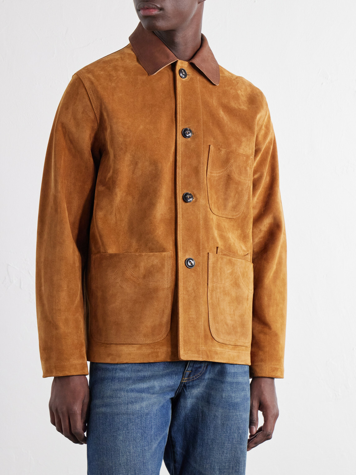 Fortela - Montana Leather-Trimmed Suede Jacket - Brown