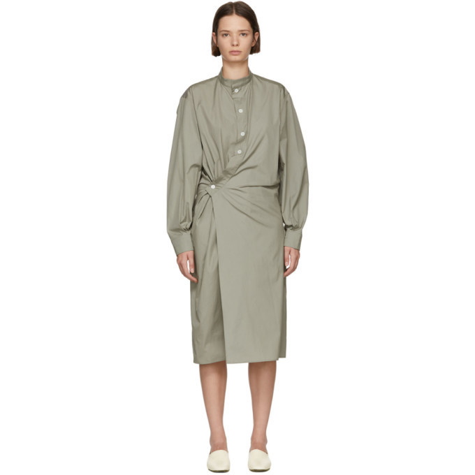 Lemaire Beige High Collar Twisted Dress Lemaire