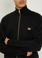 Versace Zip-through Cotton and Cashmere-blend Jumper Black